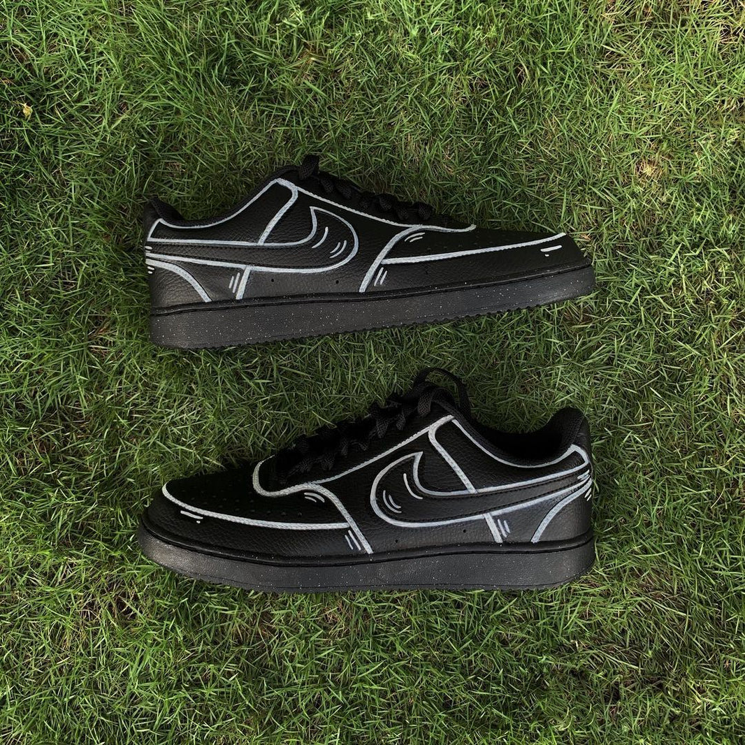 Custom Nike Court Vision Black Graphic Design