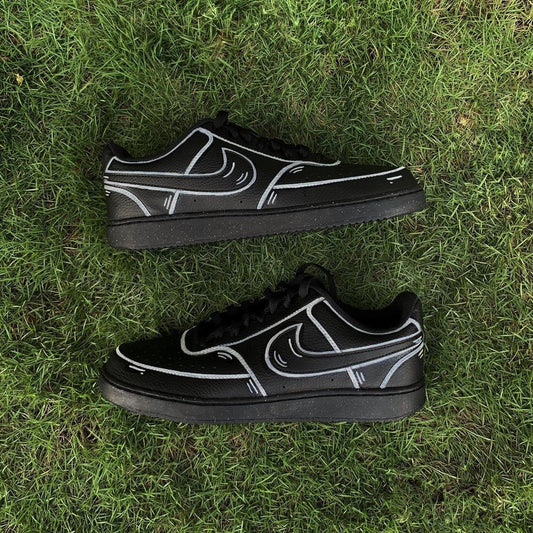 Custom Nike Court Vision Black Graphic Design