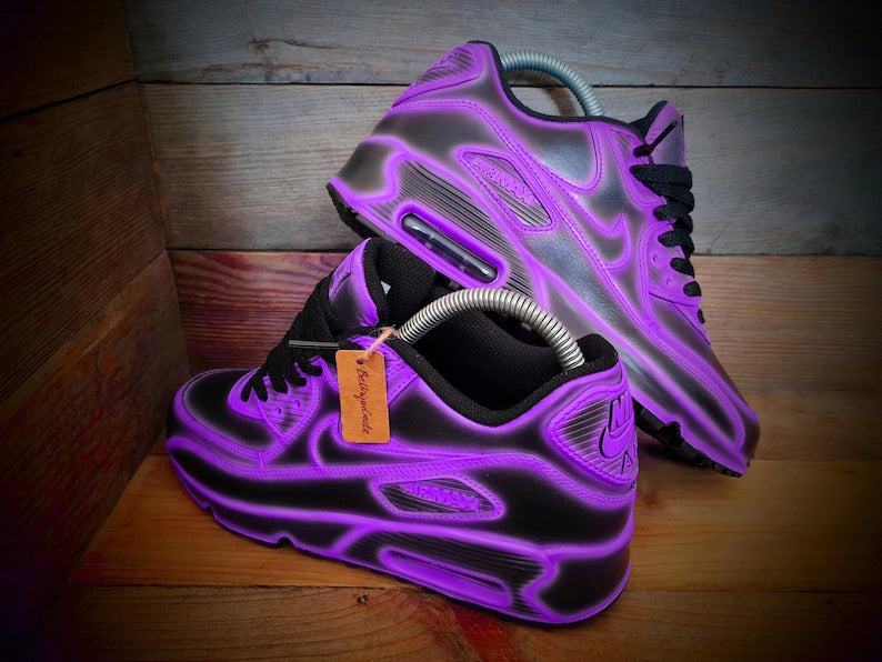Custom Nike mix Black Purple Glow in the Dark