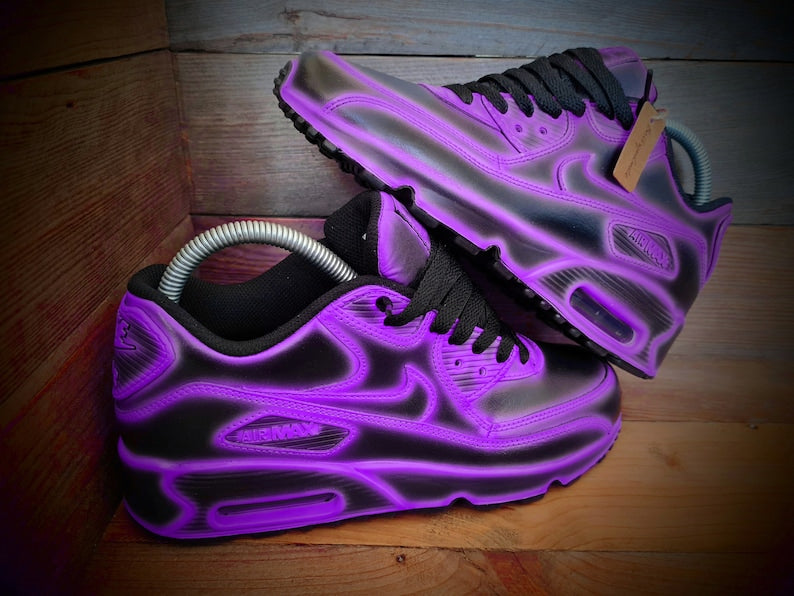 Custom Nike mix Black Purple Glow in the Dark