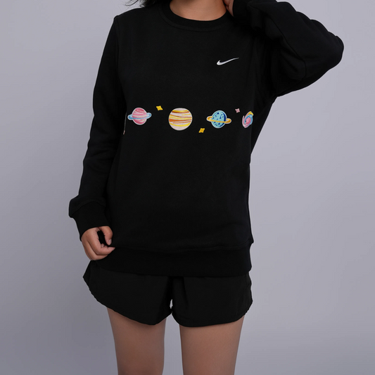 Custom Nike Sweatshirt Black Colorful Planets