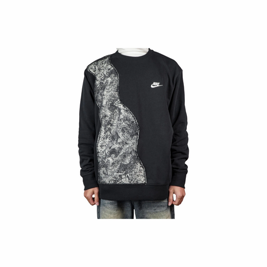 Custom Nike Sweatshirt Black Grey Paisley Pattern