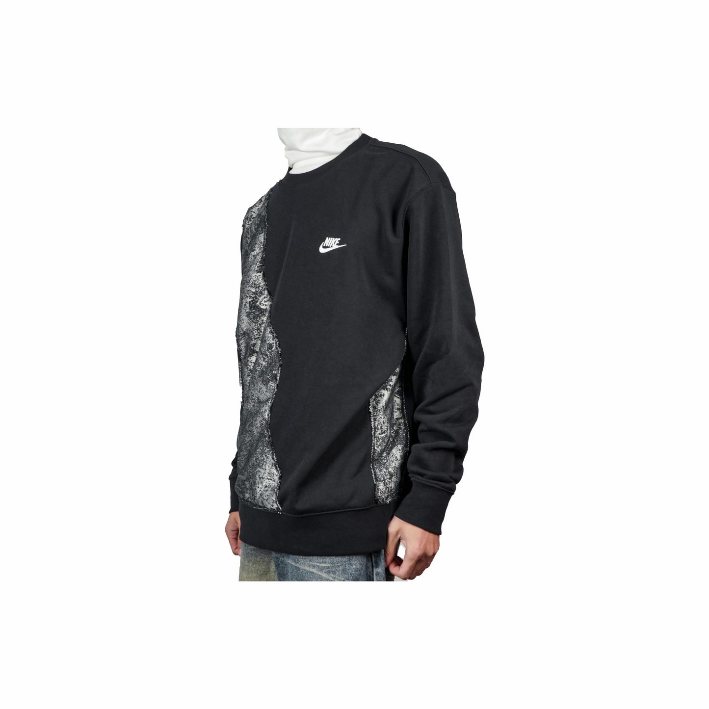 Custom Nike Sweatshirt Black Grey Paisley Pattern