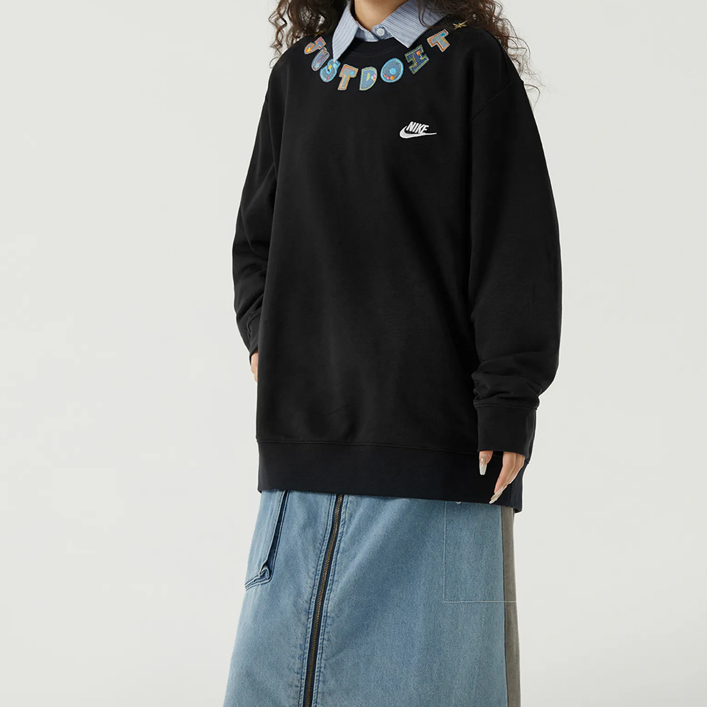 Custom Nike Sweatshirt Black Star Accent Just Do It