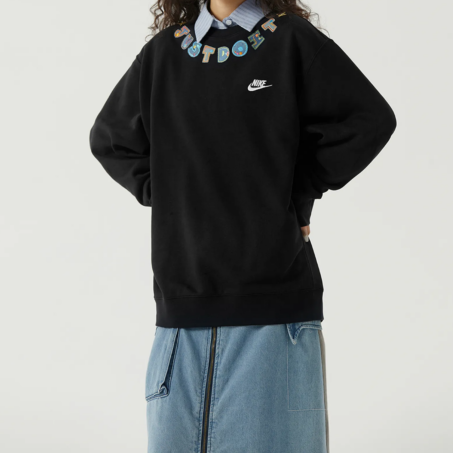 Custom Nike Sweatshirt Black Star Accent Just Do It