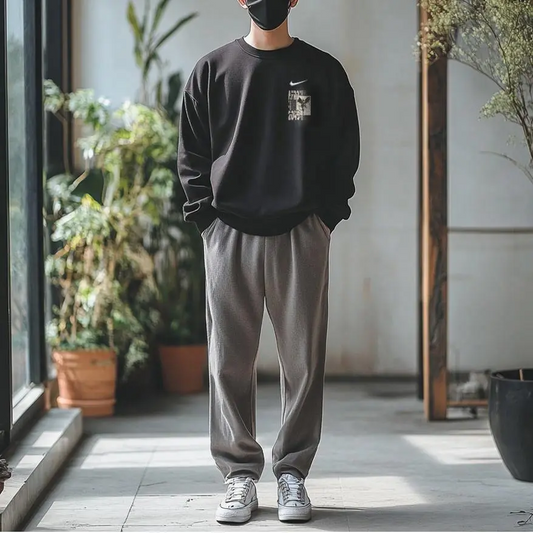 Custom Nike Sweatshirt Black With Fantasy World Quote And Triangle Logo