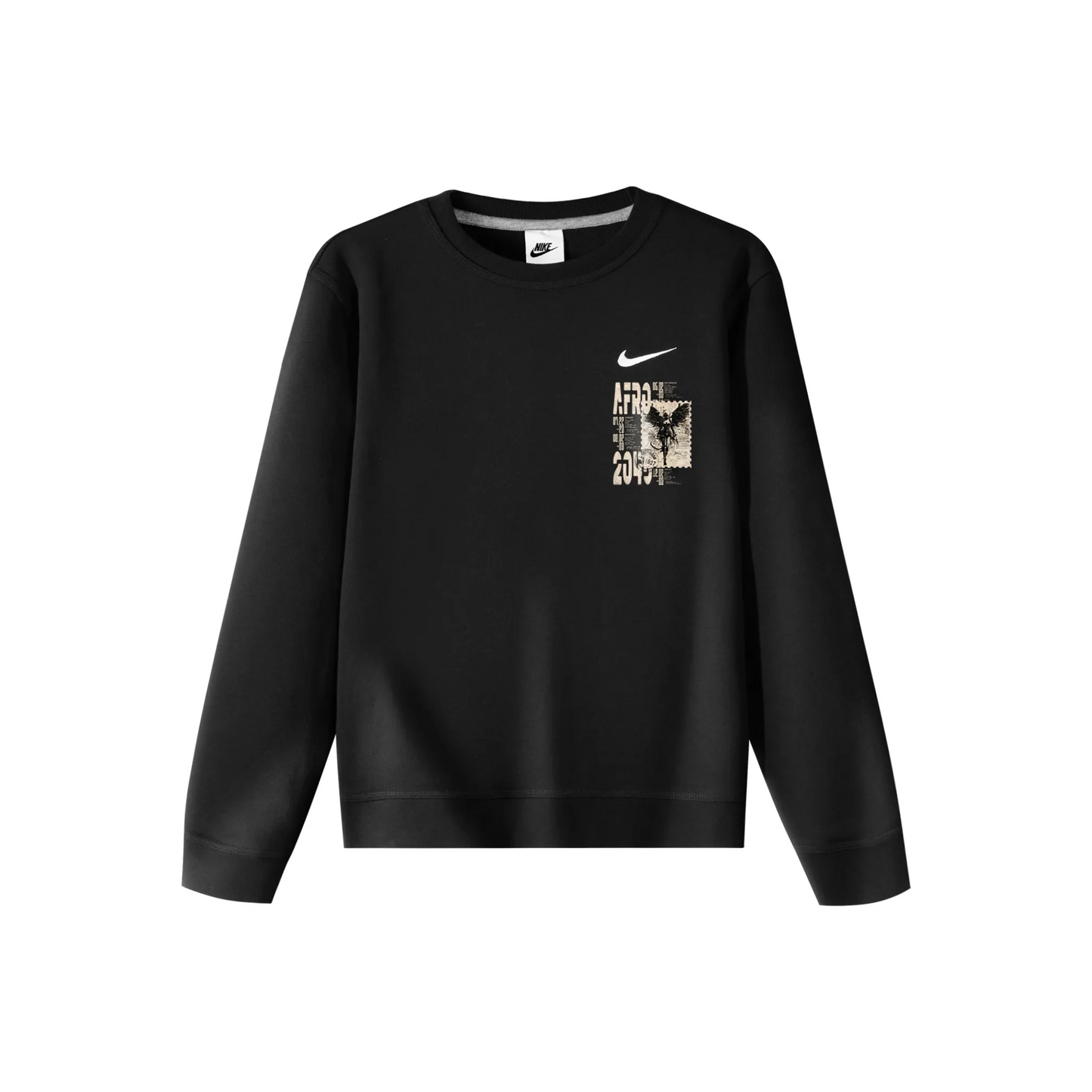 Custom Nike Sweatshirt Black With Fantasy World Quote And Triangle Logo