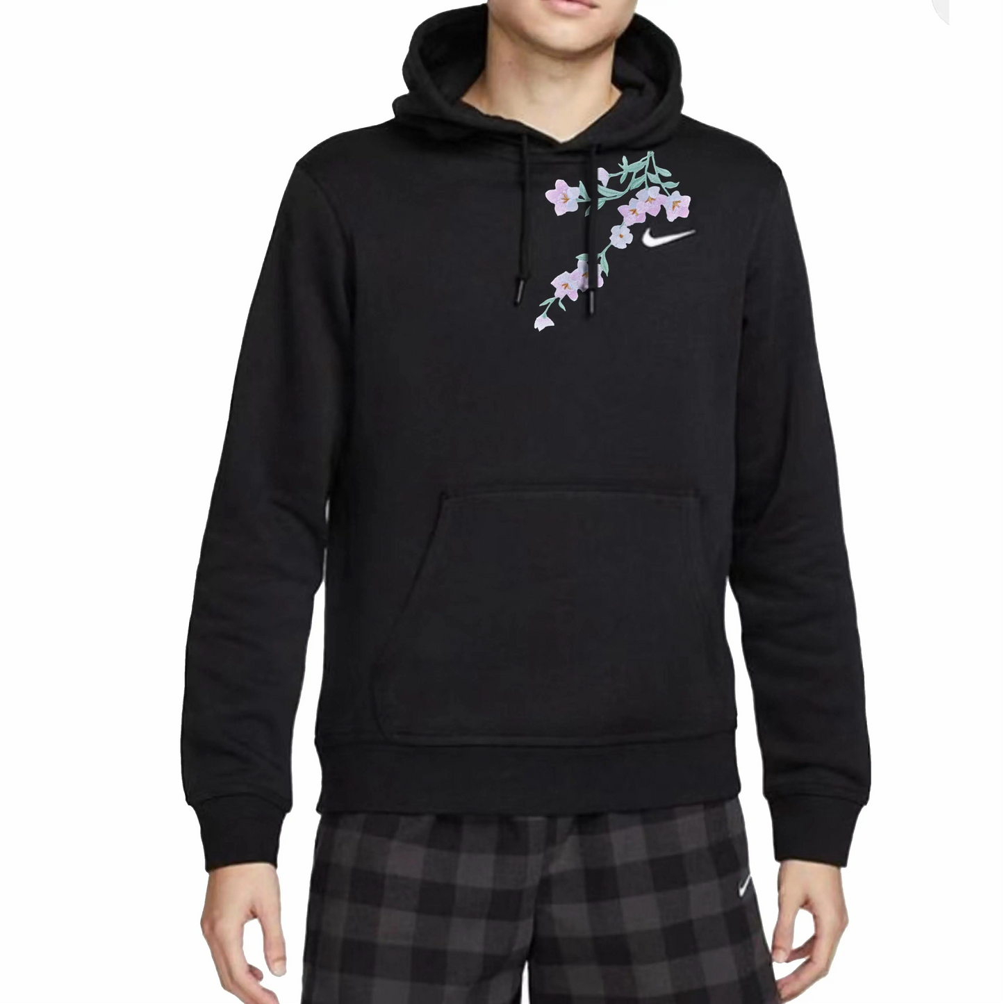 Custom Nike Sweatshirt Black With Floral Pattern