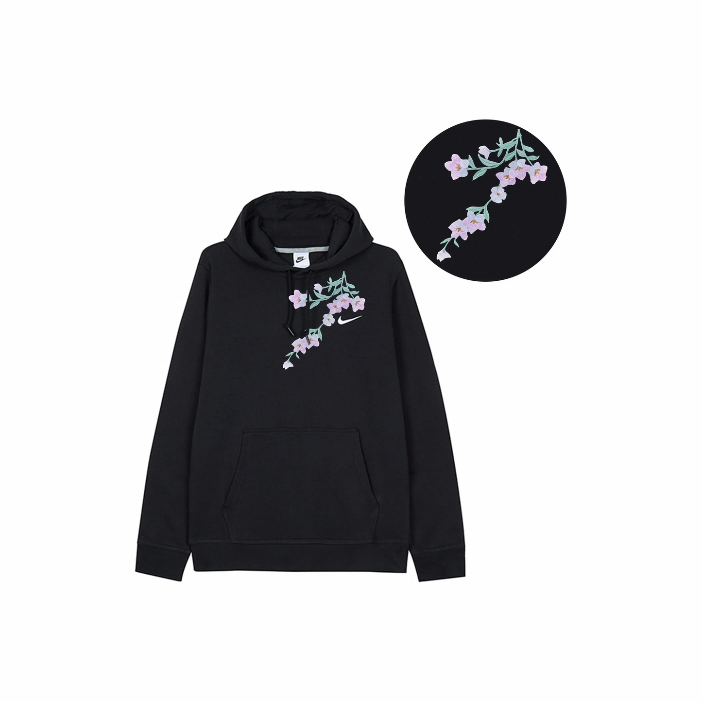 Custom Nike Sweatshirt Black With Floral Pattern