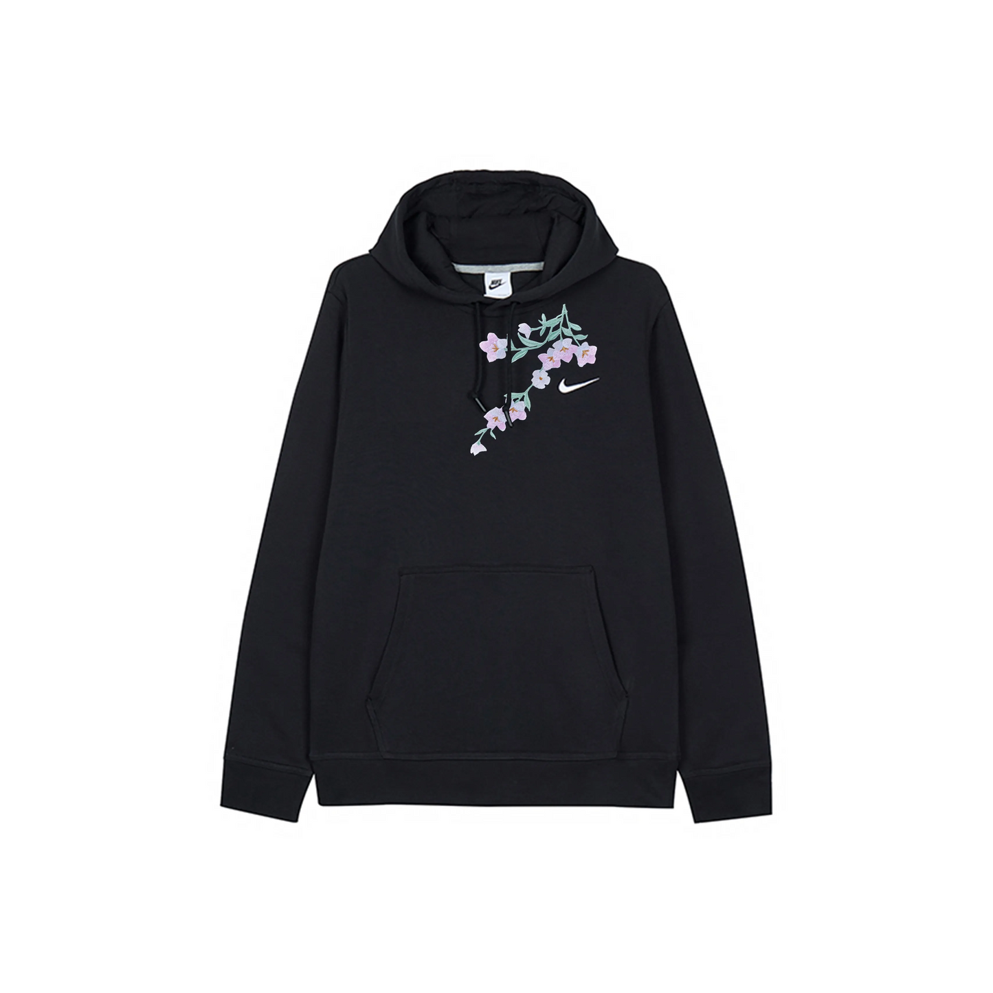 Custom Nike Sweatshirt Black With Floral Pattern