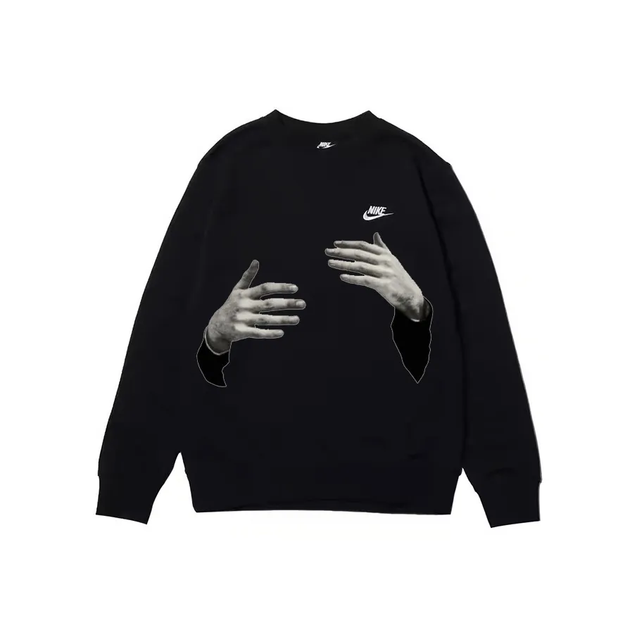 Custom Nike Sweatshirt Black With HAnds Pattern