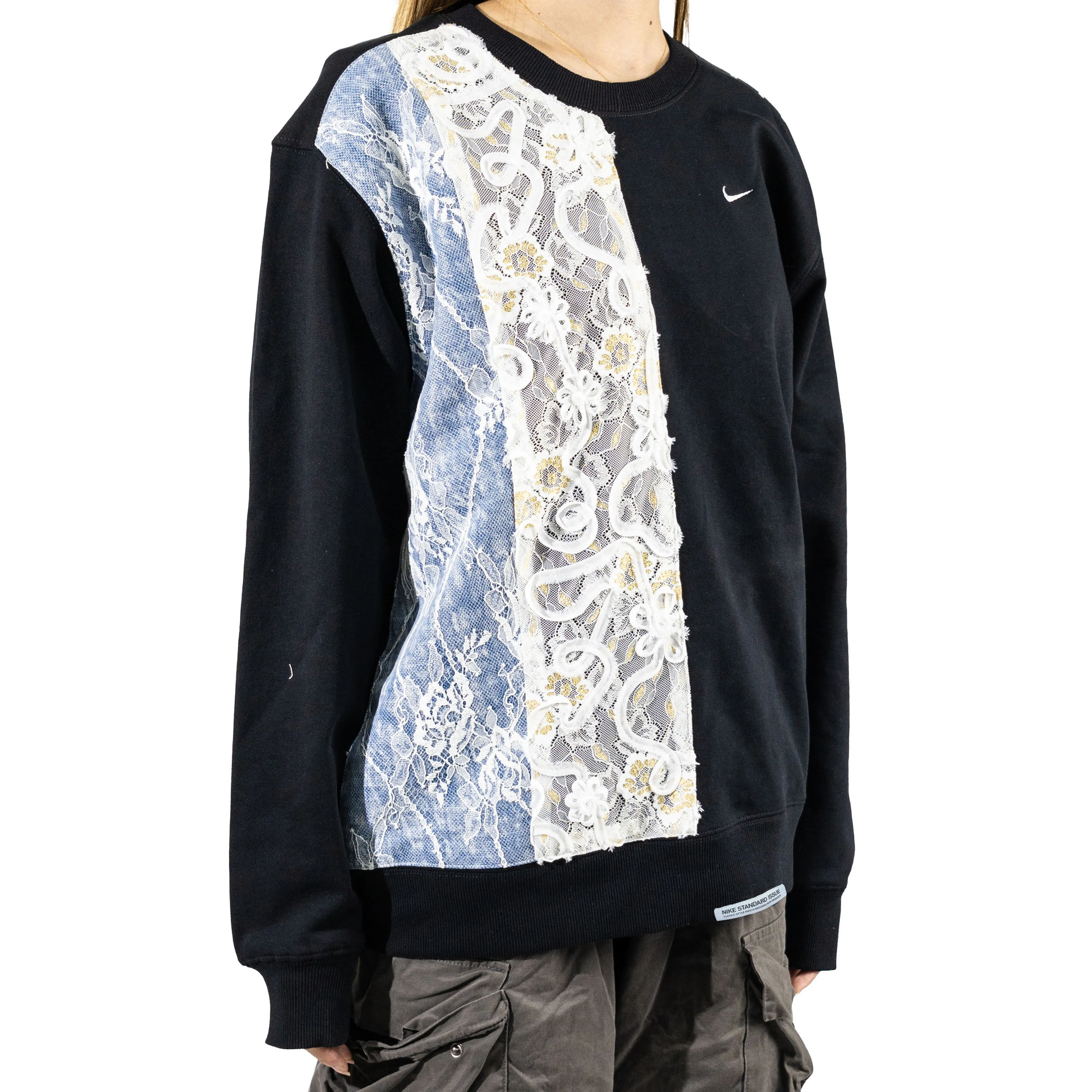 Custom Nike Sweatshirt Black With Lace Panel