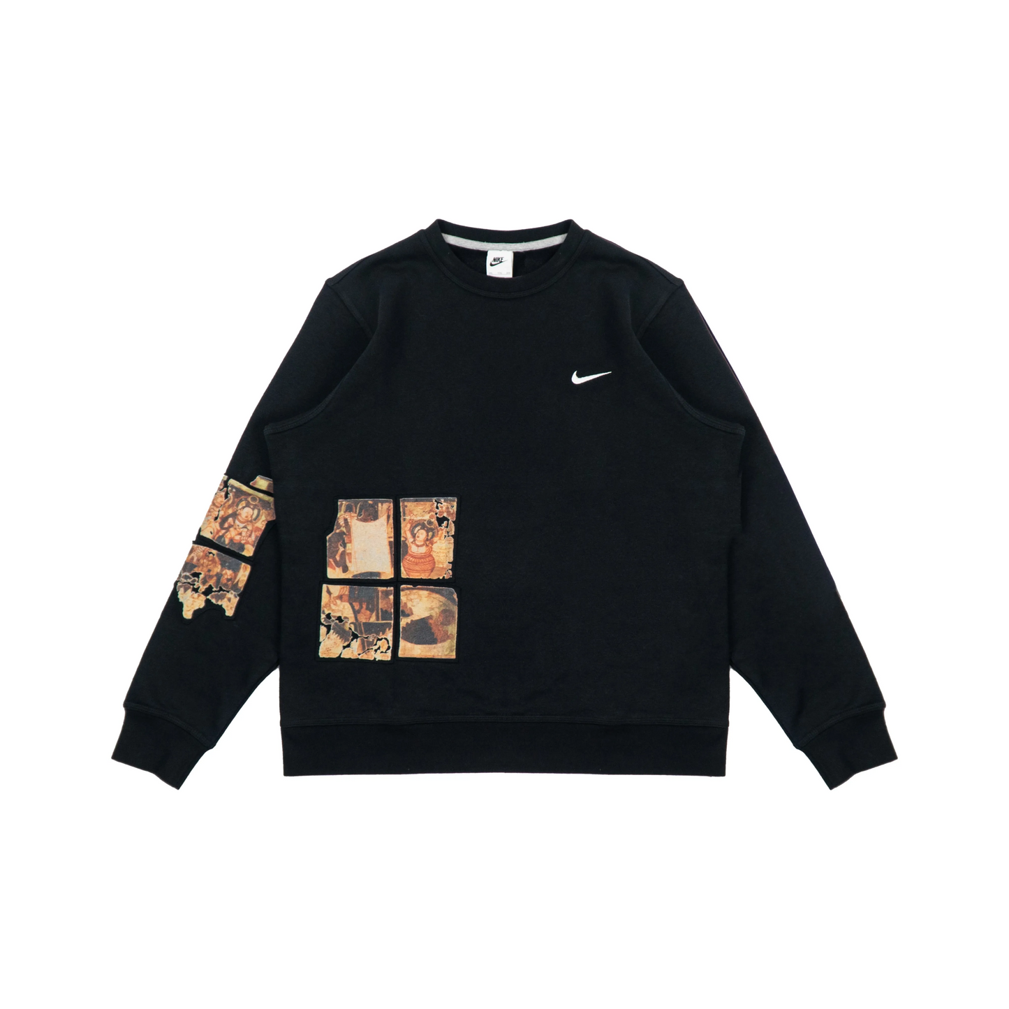 Custom Nike Sweatshirt Black With Mosaic - like Pattern