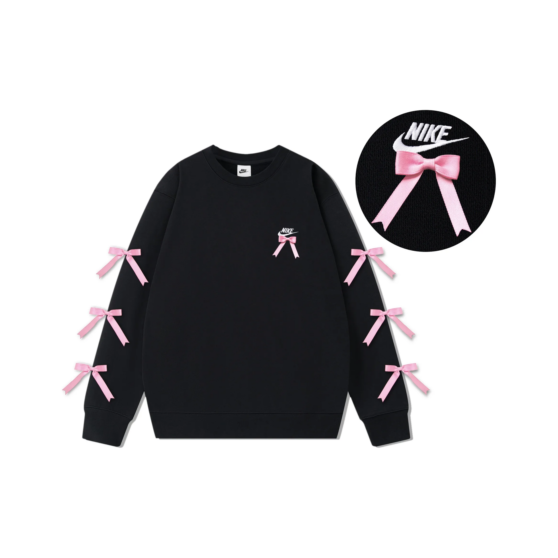 Custom Nike Sweatshirt Black With Pink Bows