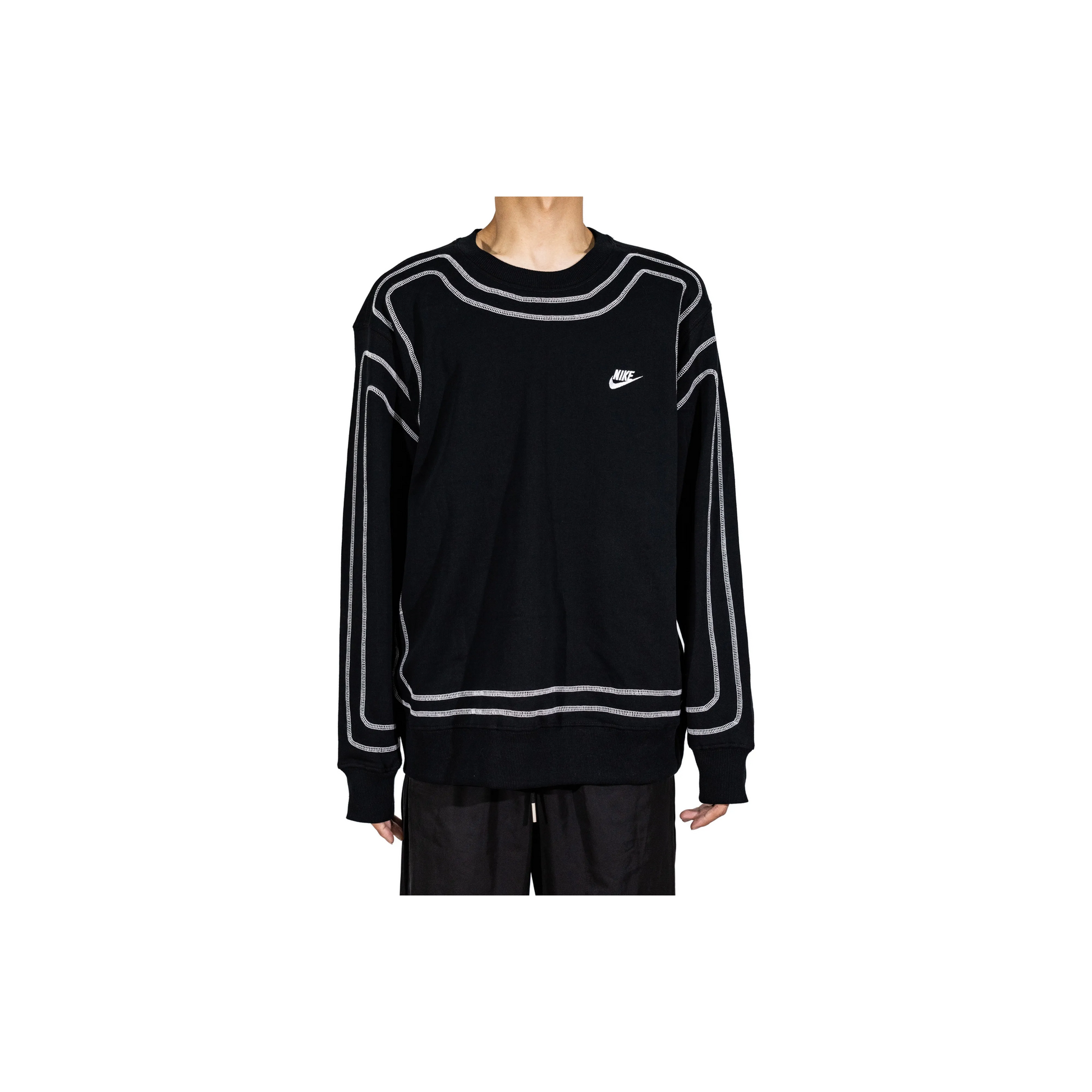 Custom Nike Sweatshirt Black With White Outline Design