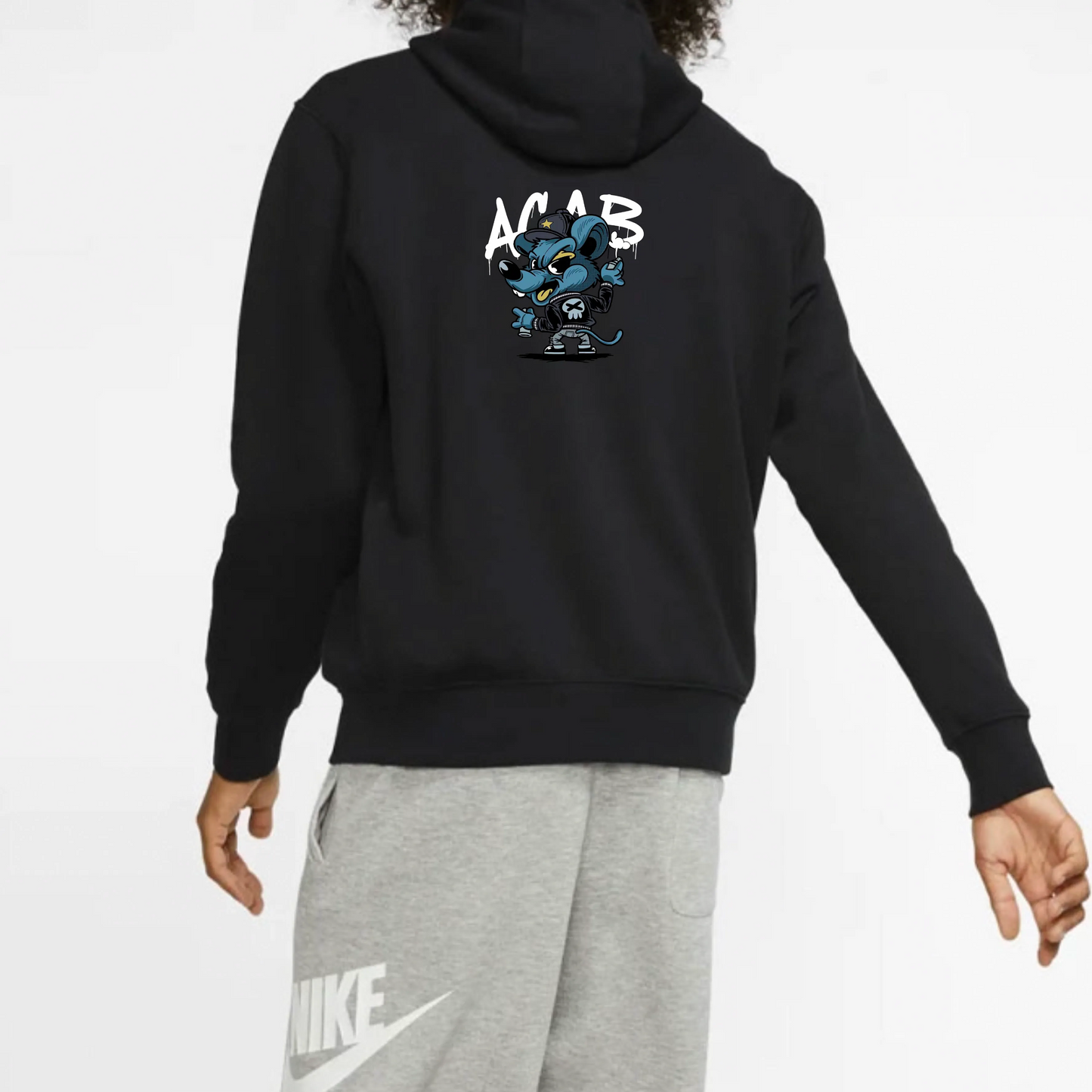 Custom Nike Sweatshirt Featuring Blue Cartoon Rat Design