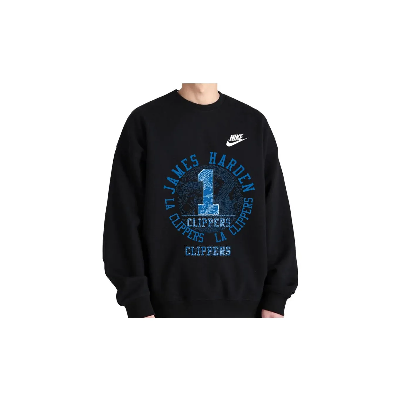Custom Nike Sweatshirt James Harden Clippers Theme Black Blue