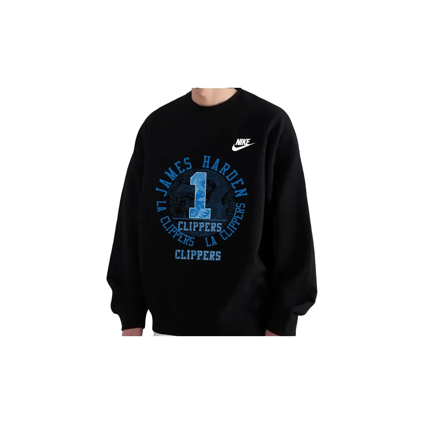 Custom Nike Sweatshirt James Harden Clippers Theme Black Blue