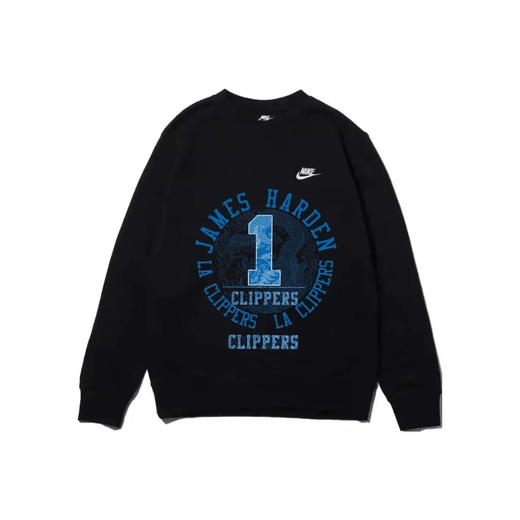Custom Nike Sweatshirt James Harden Clippers Theme Black Blue