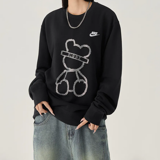 Custom Nike Sweatshirt Metal Black Bear