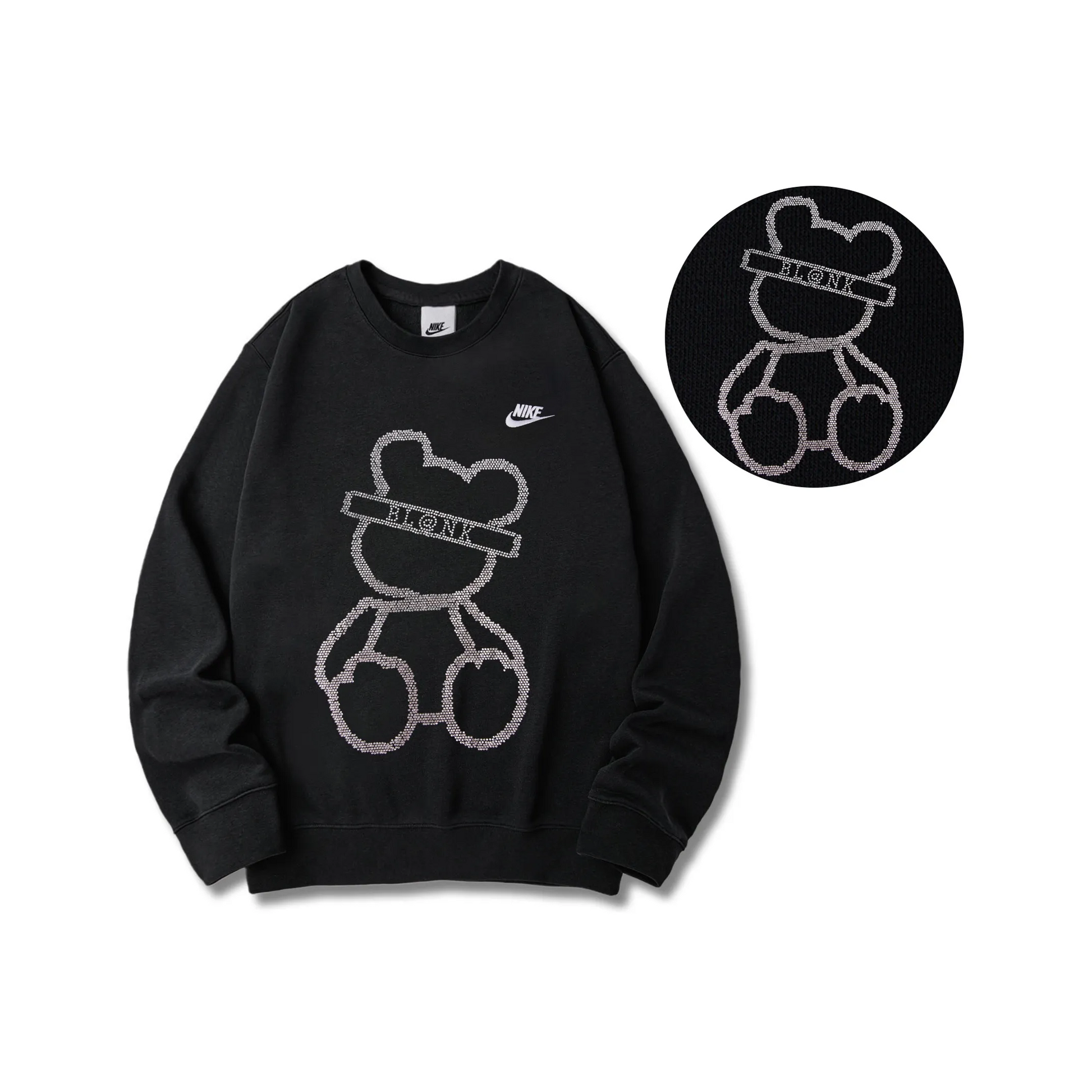Custom Nike Sweatshirt Metal Black Bear
