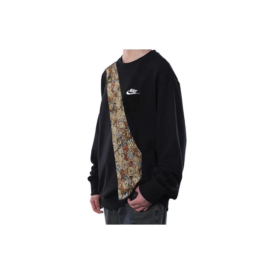 Custom Nike Sweatshirt Teddy Bear Pattern Black Khaki