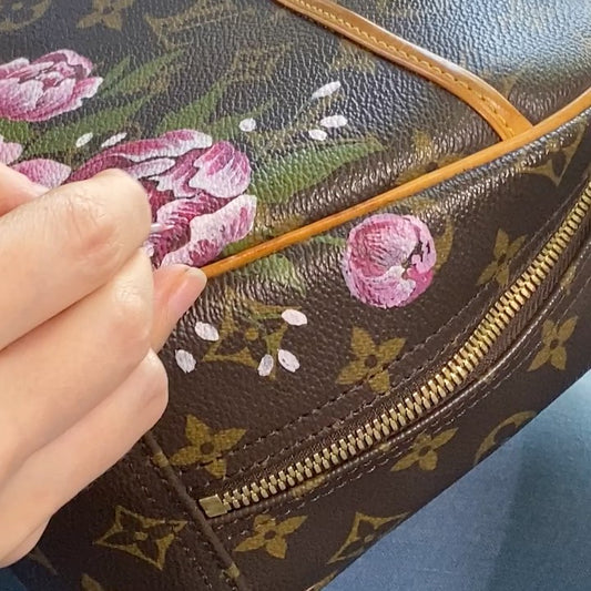 Hand Painted Pink Floral Custom Purse