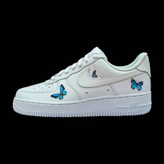 Dreamy Blue Butterfly Texture Custom AF 1s Shoes