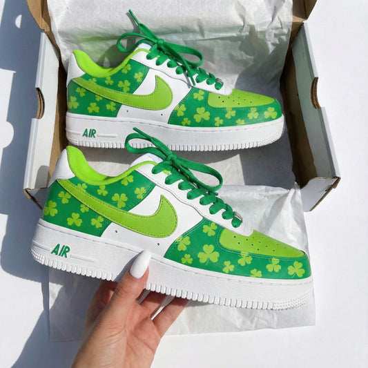 Dreamy Green Lime Clover Custom AF 1s Shoes