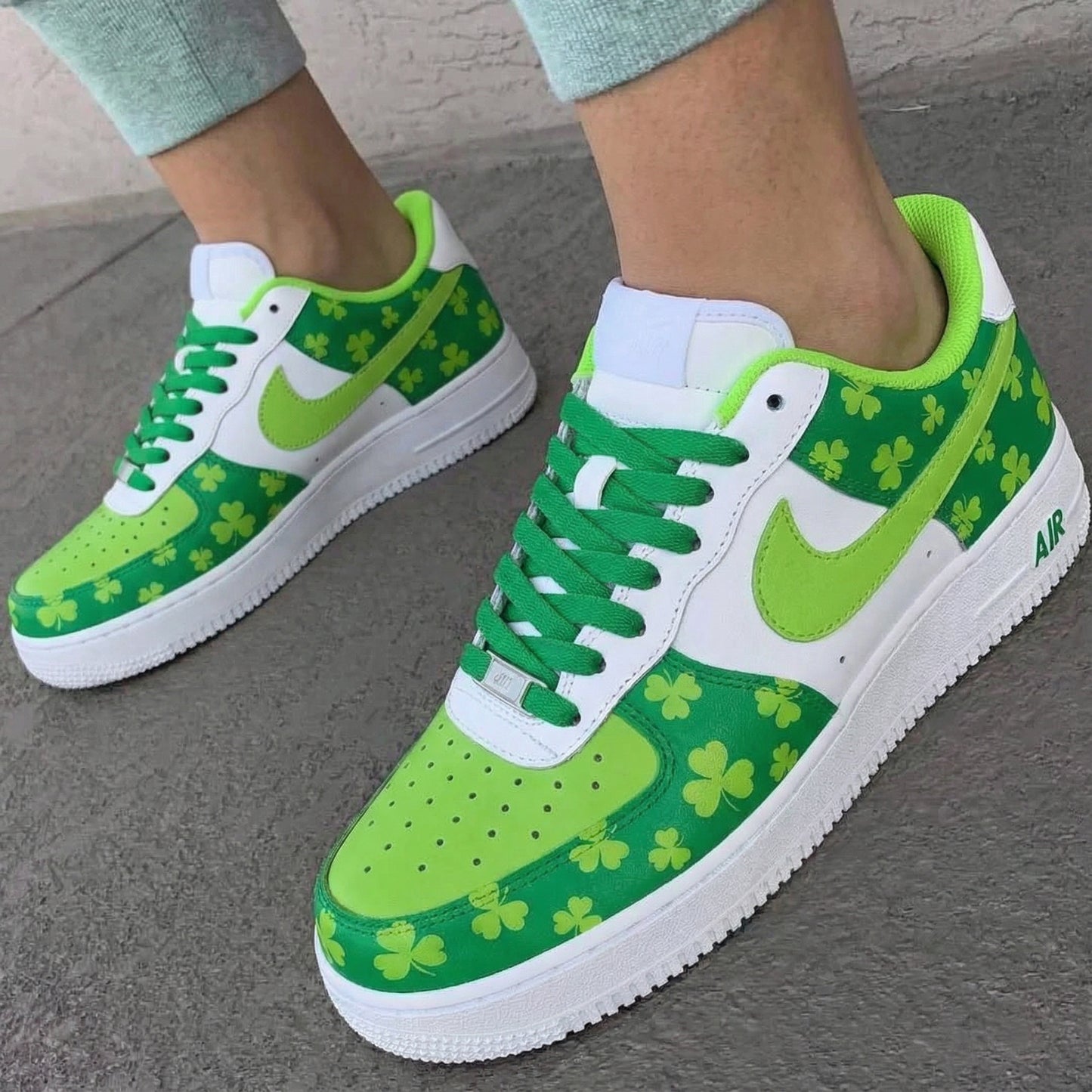 Dreamy Green Lime Clover Custom AF 1s Shoes