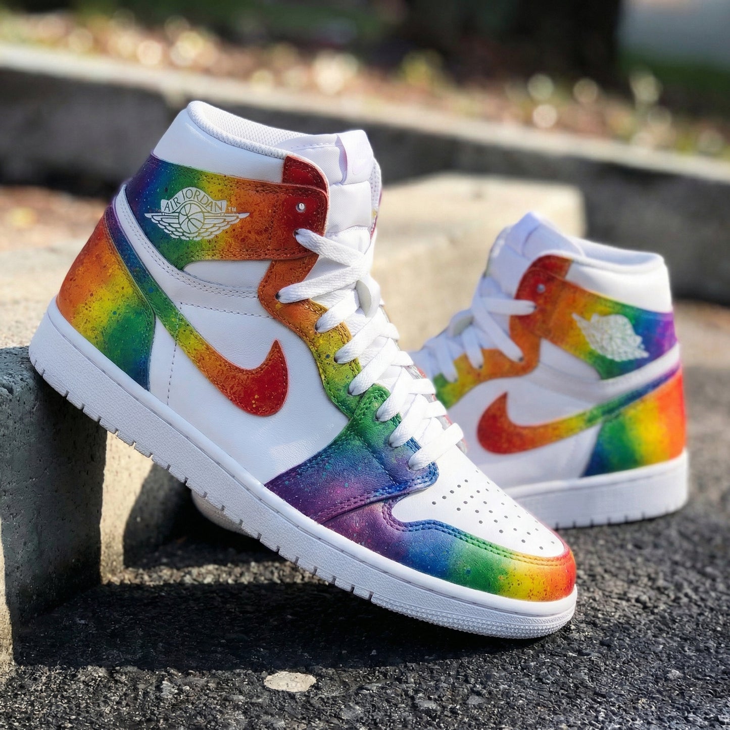 Dreamy Rainbow Motif Custom AJ 1s Shoes
