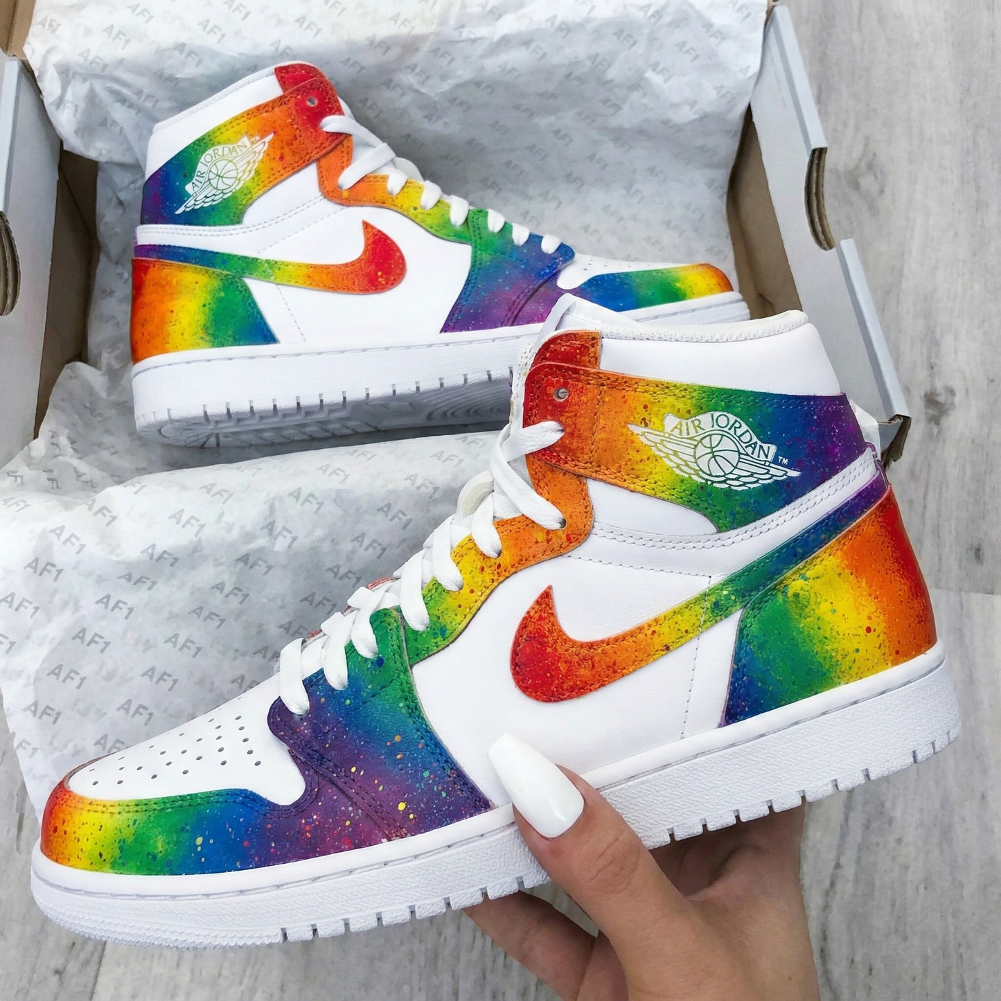Dreamy Rainbow Motif Custom AJ 1s Shoes