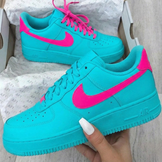 Dreamy Teal and Pink Custom AF 1s Shoes