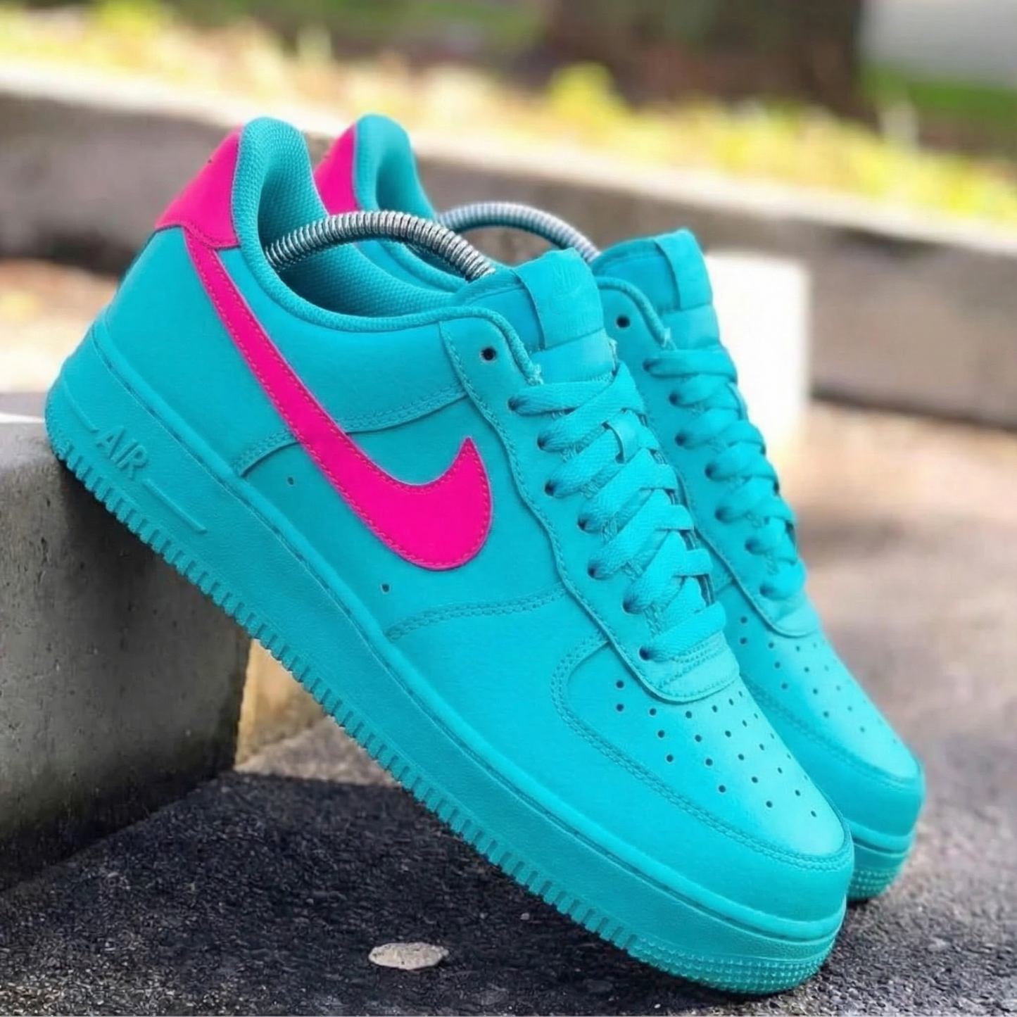 Dreamy Teal and Pink Custom AF 1s Shoes
