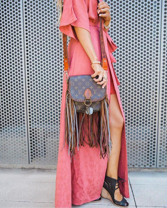 Hand Painted Boho Fringe Custom Crossbody Purse