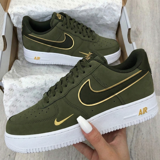 Dusty Olive Pro Gold Custom AF 1s Shoes
