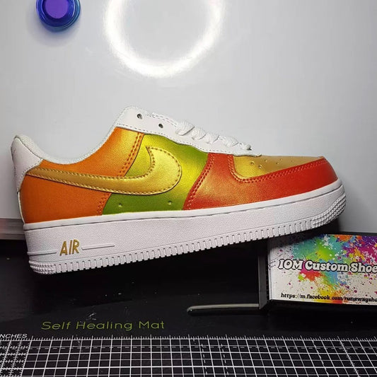 Dynamic Orange Green Red Custom AF 1s Shoes
