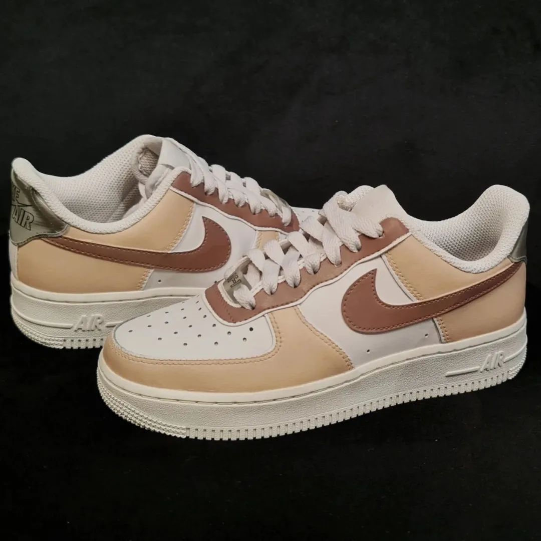 Earthy Beige with Deep Brown Custom AF 1s Shoes