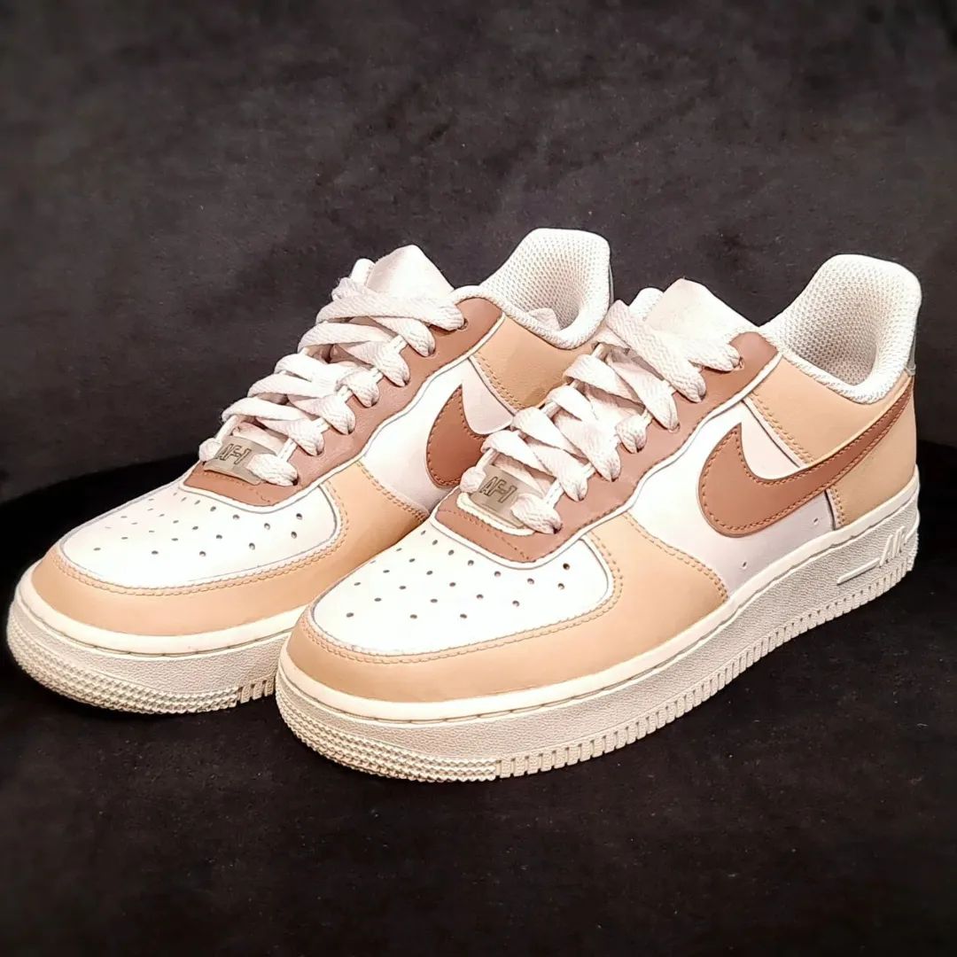 Earthy Beige with Deep Brown Custom AF 1s Shoes