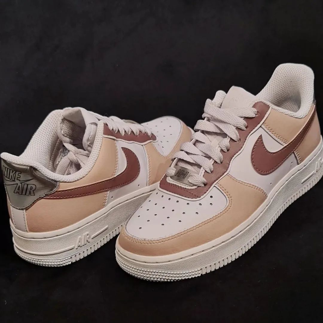 Earthy Beige with Deep Brown Custom AF 1s Shoes