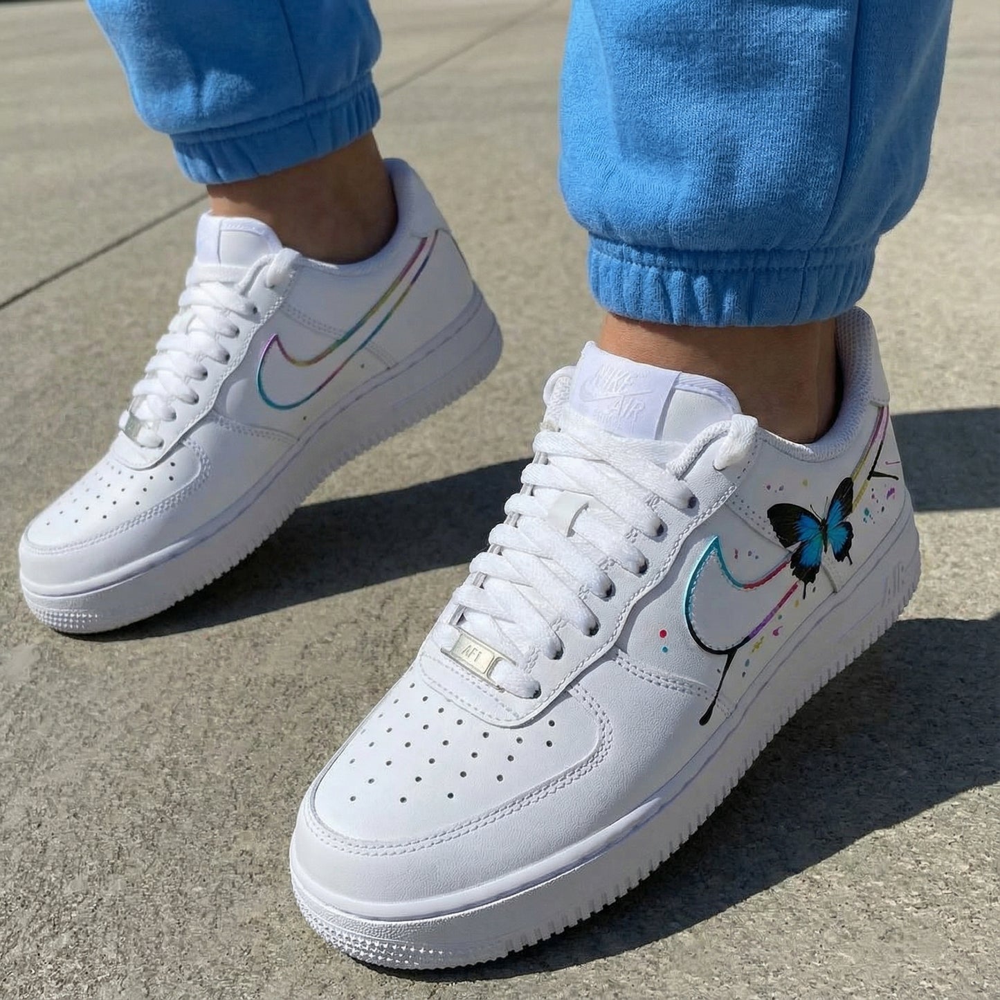 Ethereal White Butterfly Custom AF 1s Shoes