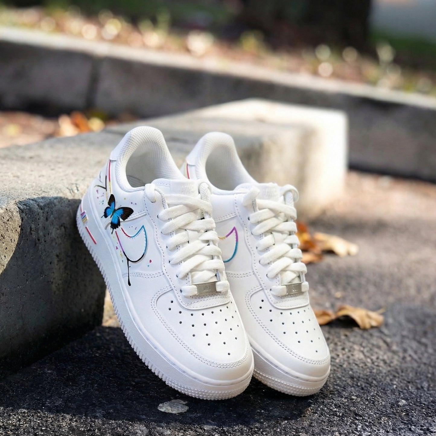 Ethereal White Butterfly Custom AF 1s Shoes