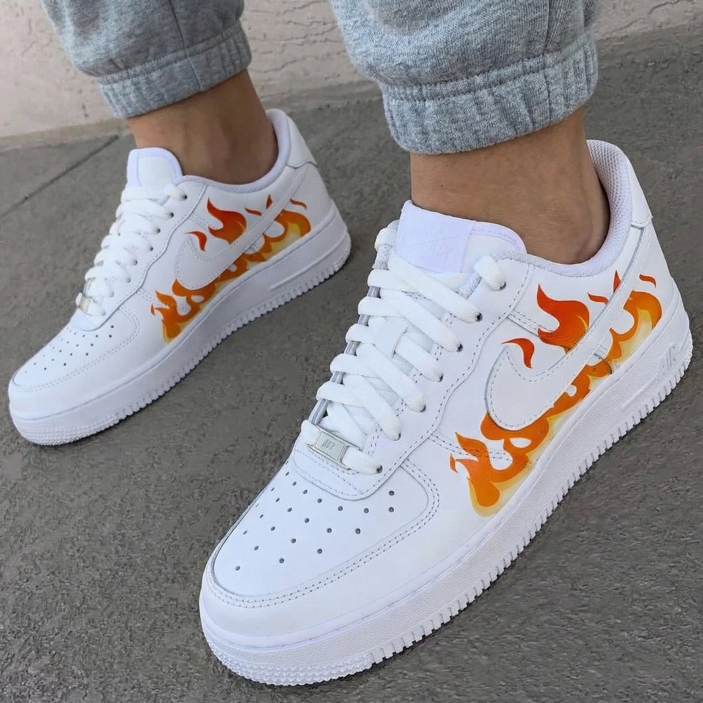 Explosive Energy Orange Flame Custom AF 1s Shoes
