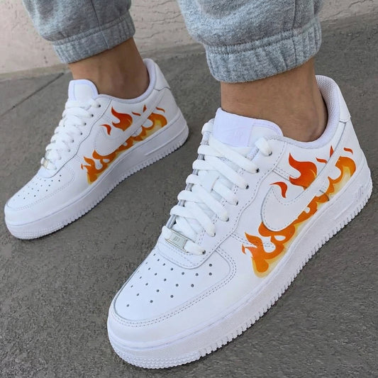 Explosive Energy Orange Flame Custom AF 1s Shoes