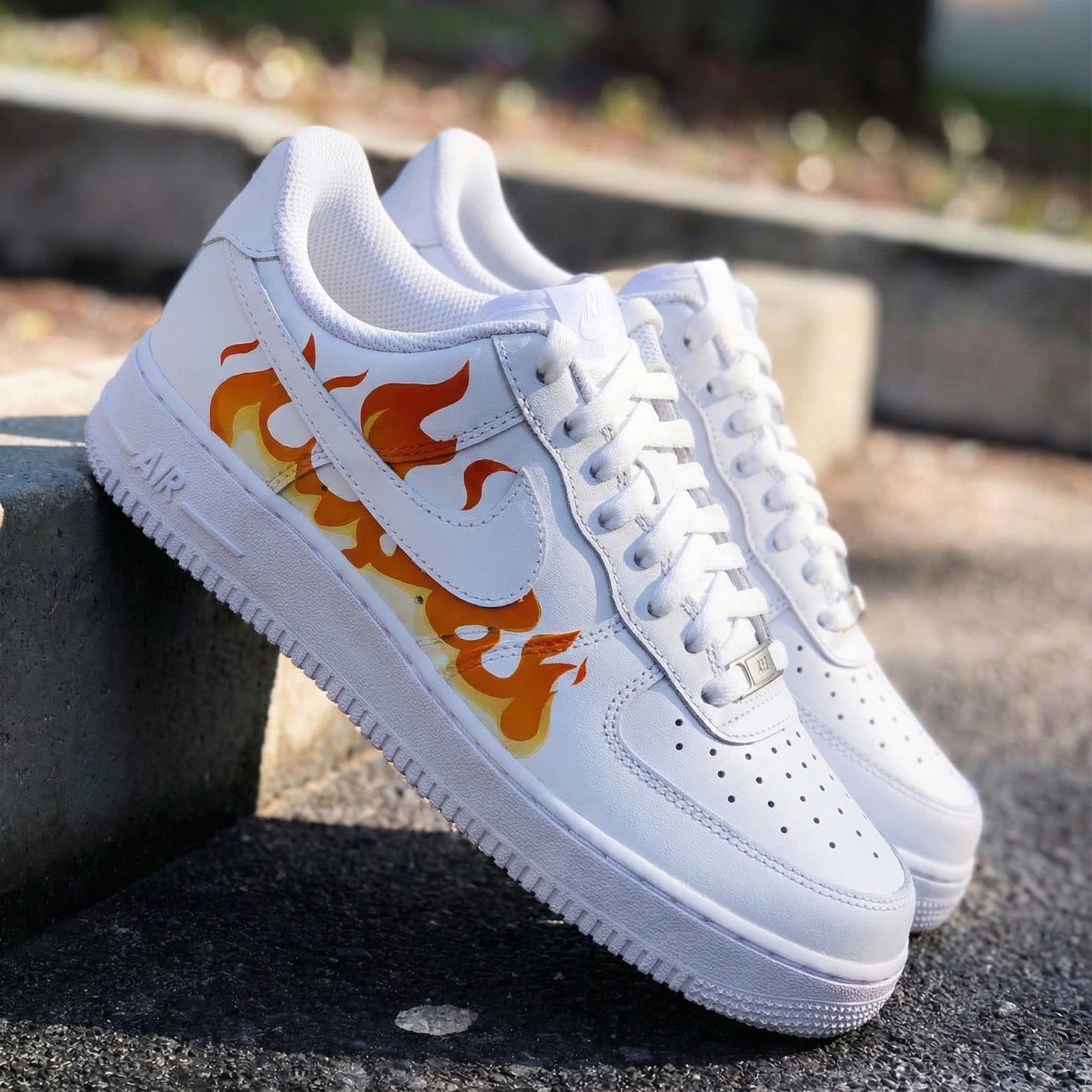 Explosive Energy Orange Flame Custom AF 1s Shoes