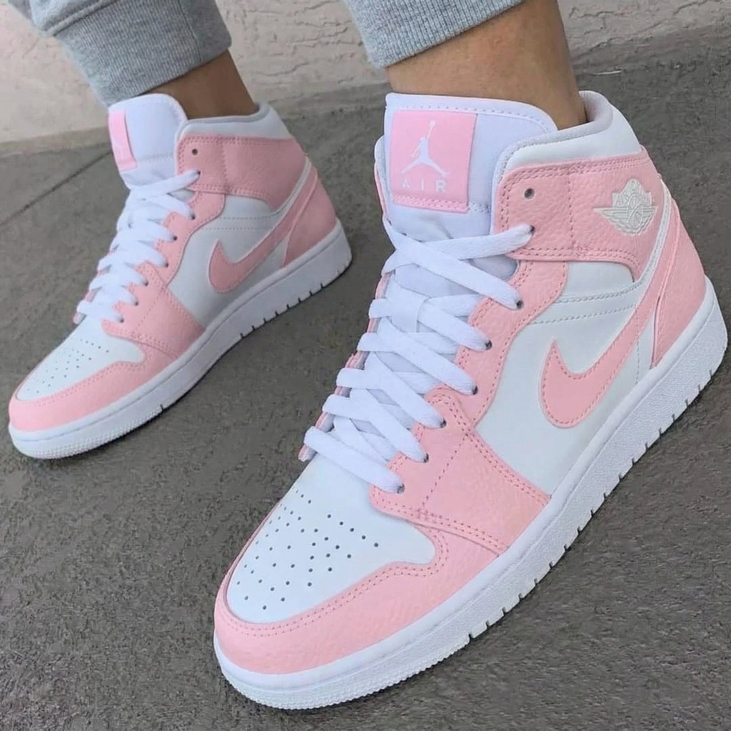 Fresh Baby Pink White Custom AJ 1s Shoes