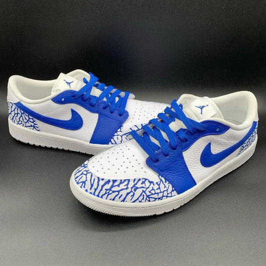 Fresh Blue Crackle Custom AJ 1s Shoes