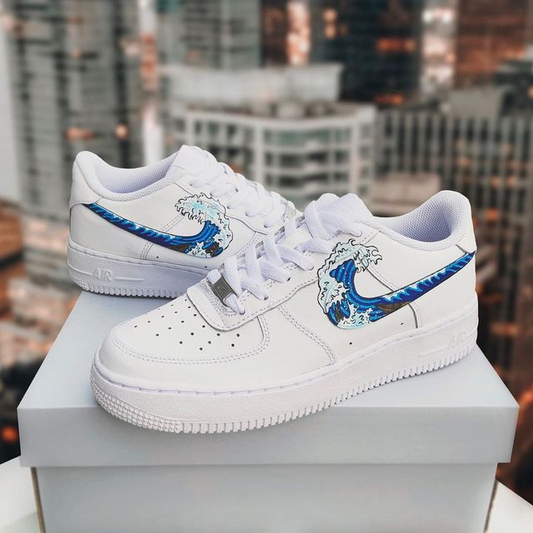 Fresh Blue Wave Custom AF 1s Shoes