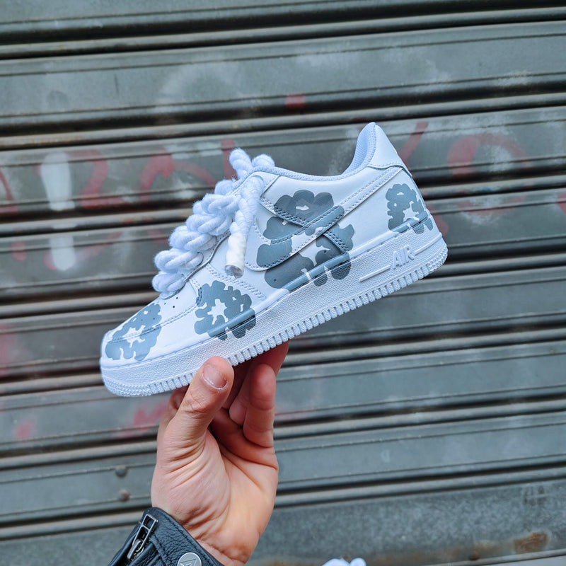 Hand Painted Grey Floral Custom Air Force 1 Sneakers