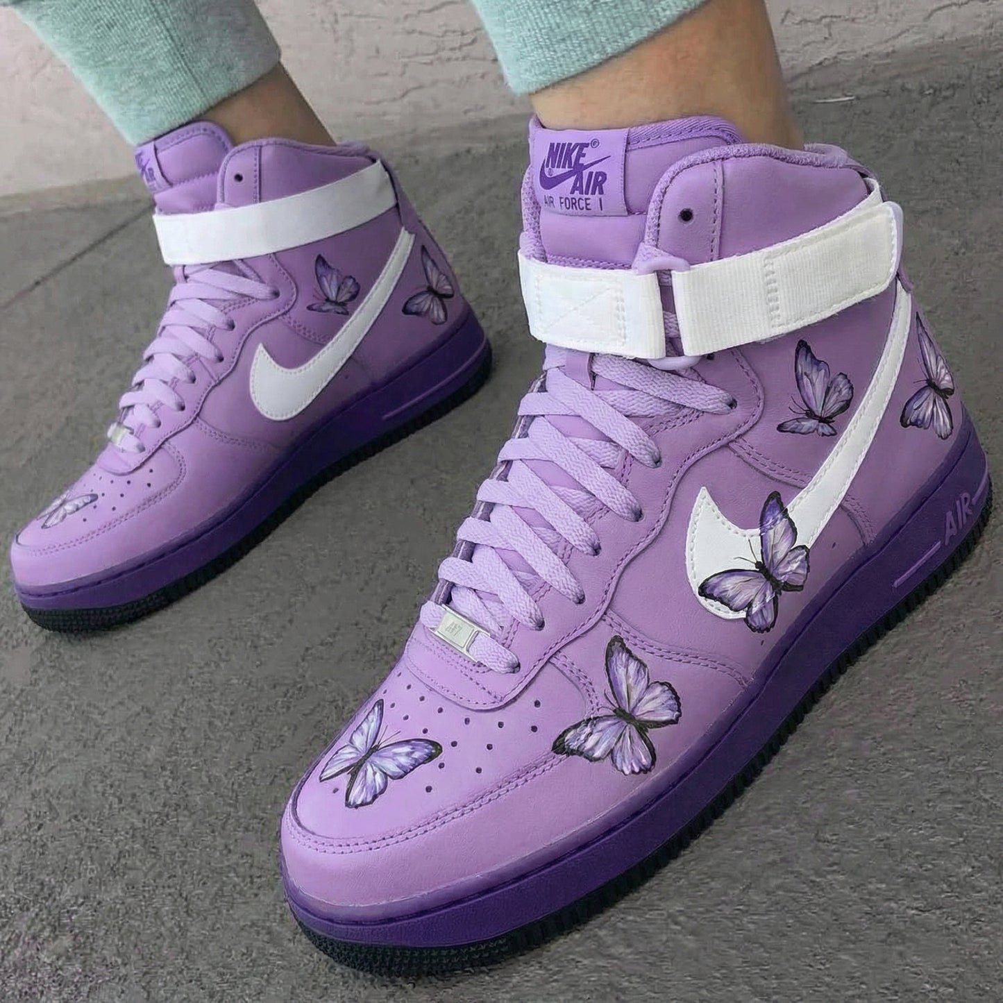Gentle Lavender Butterflies Art Custom AF 1s Shoes